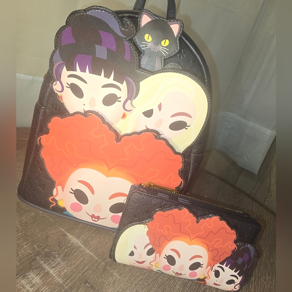 LOUNGEFLY DISNEY HOCUS POCUS MINI BACKPACK AND WALLET
